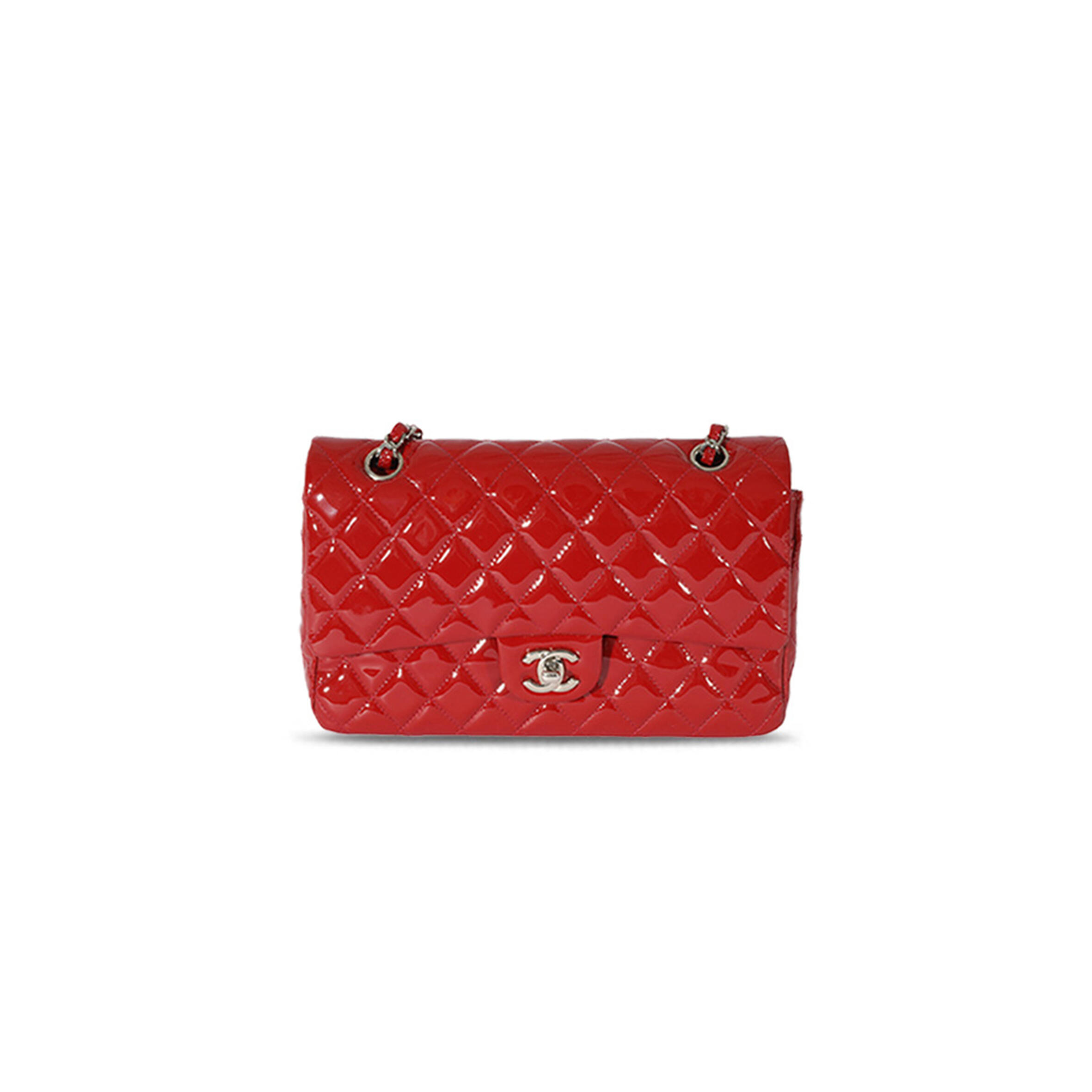 Ch**el red patent classic medium double flap (25*15*6cm)